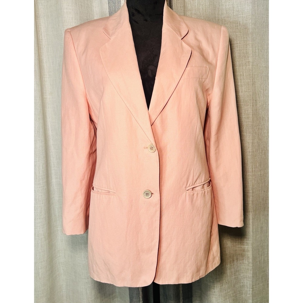 United Colors of Benetton Peach Women's Blazer Size 42 Linen Blend